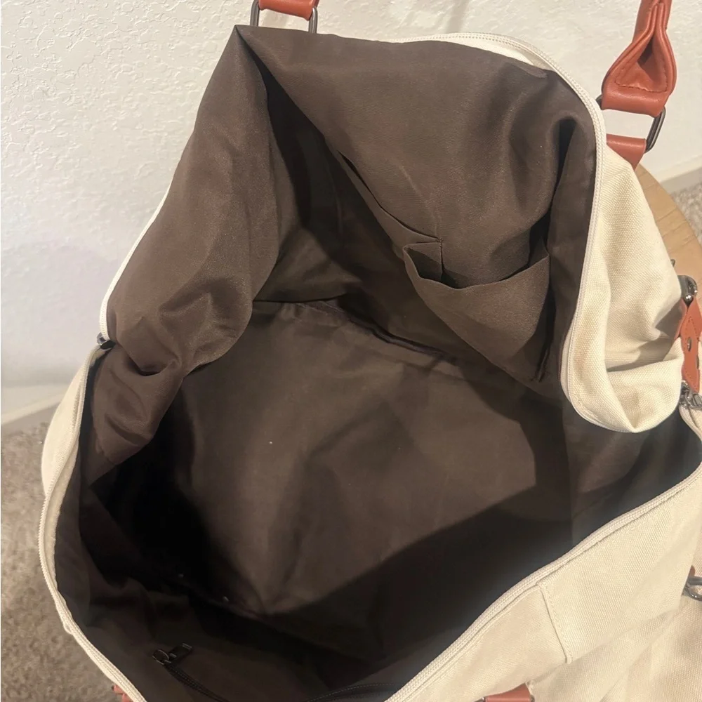 Stylish Cream and Brown Men's Bag